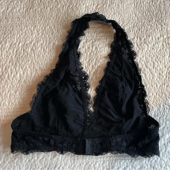 Free People Intimately Galloon Lace Halter Bralette Black Women’s XS Lingerie - Picture 5 of 6